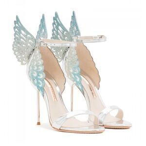[Sophia Webster] Evangeline Heel in Silver & Blue Glitter Size 37.5